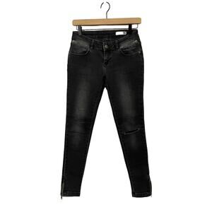 Anine Bing Double Zipper Skinny Jeans - Charcoal - 26